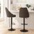 Mischa Set Of Two Adjustable Height Dining Stools With Tufted Faux Leather Upholstered Seats And Pedestal Base With Footring - Brown