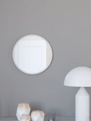 Monaco 16" Round Accent Wall Mirror In Silver With Metal Frame For Bathroom, Vanity, Entryway, Dining Room, Living Room