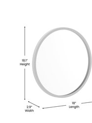 Monaco 16" Round Accent Wall Mirror In Silver With Metal Frame For Bathroom, Vanity, Entryway, Dining Room, Living Room