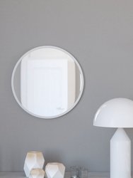 Monaco 20" Round Accent Wall Mirror In Silver With Metal Frame For Bathroom, Vanity, Entryway, Dining Room, Living Room