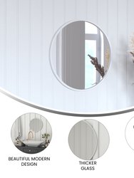 Monaco 20" Round Accent Wall Mirror In Silver With Metal Frame For Bathroom, Vanity, Entryway, Dining Room, Living Room