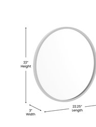 Monaco 20" Round Accent Wall Mirror In Silver With Metal Frame For Bathroom, Vanity, Entryway, Dining Room, Living Room
