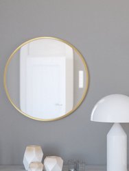 Monaco 24" Round Accent Wall Mirror In Gold with Metal Frame For Bathroom, Vanity, Entryway, Dining Room, Living Room