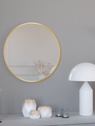 Merrick Lane Monaco 24" Round Accent Wall Mirror In Gold with Metal Frame For Bathroom, Vanity, Entryway, Dining Room, Living Room product