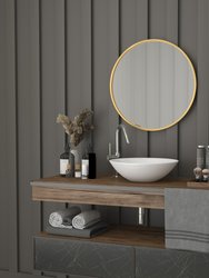 Monaco 24" Round Accent Wall Mirror In Gold with Metal Frame For Bathroom, Vanity, Entryway, Dining Room, Living Room