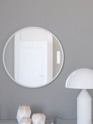 Monaco 24" Round Accent Wall Mirror In Silver With Metal Frame For Bathroom, Vanity, Entryway, Dining Room, Living Room