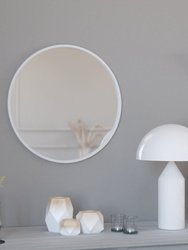 Monaco 24" Round Accent Wall Mirror In Silver With Metal Frame For Bathroom, Vanity, Entryway, Dining Room, Living Room - Silver