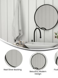 Monaco 24" Round Accent Wall Mirror With Metal Frame