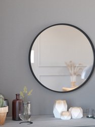 Monaco 27.5" Round Accent Wall Mirror With Metal Frame In Black  - Black