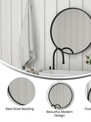 Monaco 27.5" Round Accent Wall Mirror With Metal Frame In Black 