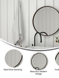 Monaco 27.5" Round Accent Wall Mirror With Metal Frame In Bronze