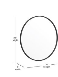 Monaco 30" Round Accent Wall Mirror In Black with Metal Frame For Bathroom, Vanity, Entryway, Dining Room, & Living Room