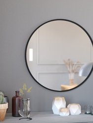 Monaco 30" Round Accent Wall Mirror In Black with Metal Frame For Bathroom, Vanity, Entryway, Dining Room, & Living Room - Black