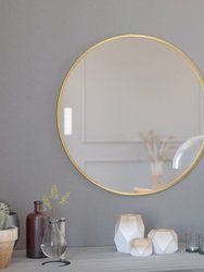 Monaco 30" Round Accent Wall Mirror In Gold With Metal Frame For Bathroom, Vanity, Entryway, Dining Room, Living Room - Gold