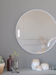 Monaco 30" Round Accent Wall Mirror in Silver with Metal Frame for Bathroom, Vanity, Entryway, Dining Room, & Living Room - Silver