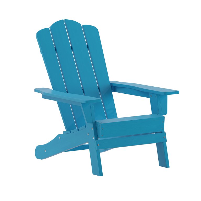 Nassau Adirondack Chair With Cup Holder, Weather Resistant HDPE Adirondack Chair In Blue - Blue