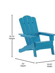 Nassau Adirondack Chair With Cup Holder, Weather Resistant HDPE Adirondack Chair In Blue
