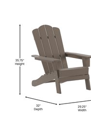 Nassau Adirondack Chair With Cup Holder, Weather Resistant HDPE Adirondack Chair In Brown, Set Of 4