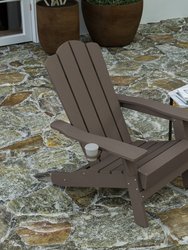 Nassau Adirondack Chair With Cup Holder, Weather Resistant HDPE Adirondack Chair In Brown, Set Of 4