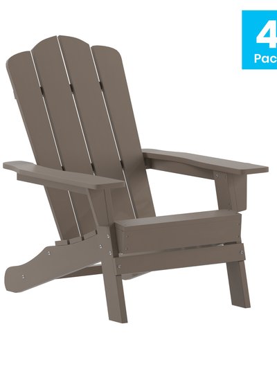 Merrick Lane Nassau Adirondack Chair With Cup Holder, Weather Resistant HDPE Adirondack Chair In Brown, Set Of 4 product