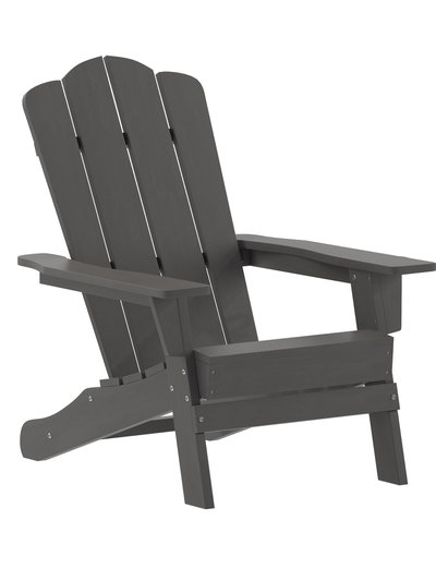 Merrick Lane Nassau Adirondack Chair With Cup Holder, Weather Resistant HDPE Adirondack Chair In Gray, Set Of 4 product