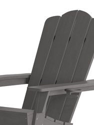 Nassau Adirondack Chair With Cup Holder, Weather Resistant HDPE Adirondack Chair In Gray
