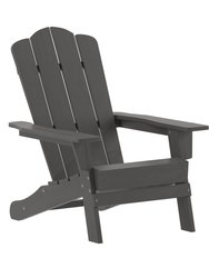 Nassau Adirondack Chair With Cup Holder, Weather Resistant HDPE Adirondack Chair In Gray - Grey