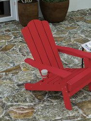 Nassau Adirondack Chair With Cup Holder, Weather Resistant HDPE Adirondack Chair In Red, Set Of 4