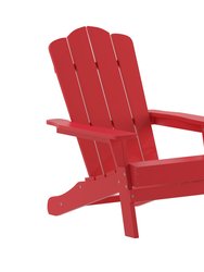 Nassau Adirondack Chair With Cup Holder, Weather Resistant HDPE Adirondack Chair In Red, Set Of 4 - Red Finish