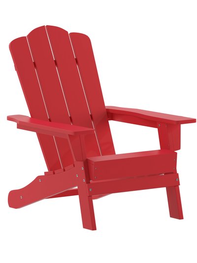 Merrick Lane Nassau Adirondack Chair With Cup Holder, Weather Resistant HDPE Adirondack Chair In Red product
