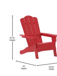 Nassau Adirondack Chair With Cup Holder, Weather Resistant HDPE Adirondack Chair In Red