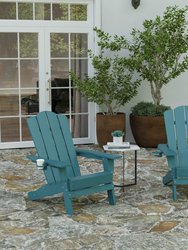 Nassau Adirondack Chair With Cup Holder, Weather Resistant HDPE Adirondack Chair, Set of 2