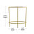 Newbury Glass End Table with Round Brushed Gold Frame and Vertical Legs