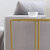 Newbury Glass End Table with Round Brushed Gold Frame and Vertical Legs