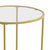 Newbury Glass End Table with Round Brushed Gold Frame and Vertical Legs