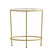 Newbury Glass End Table with Round Brushed Gold Frame and Vertical Legs