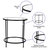 Newbury Glass End Table with Round Matte Black Frame and Vertical Legs