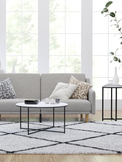 Merrick Lane Niklas Mid Century Modern Split-Back Sofa Futon with 3 Recline Positions In Elegant Gray Faux Linen Upholstery product