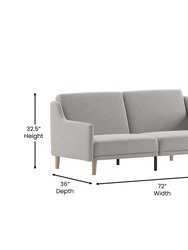Niklas Mid Century Modern Split-Back Sofa Futon with 3 Recline Positions In Elegant Gray Faux Linen Upholstery