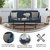 Niklas Mid Century Modern Split-Back Sofa Futon With 3 Recline Positions In Elegant Navy Faux Linen Upholstery