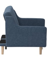 Niklas Mid Century Modern Split-Back Sofa Futon With 3 Recline Positions In Elegant Navy Faux Linen Upholstery