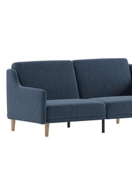 Niklas Mid Century Modern Split-Back Sofa Futon With 3 Recline Positions In Elegant Navy Faux Linen Upholstery