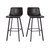 Oretha Modern Black Faux Leather Upholstered Bar Stools With Contoured, Low Back Bucket Seats And Iron Frames - Set Of 2