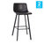 Oretha Modern Black Faux Leather Upholstered Bar Stools With Contoured, Low Back Bucket Seats And Iron Frames - Set Of 2