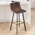 Oretha Set Of 2 Modern Chocolate Brown Faux Leather Upholstered Bar Stools With Contoured, Low Back Bucket Seats And Iron Frames