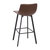 Oretha Set Of 2 Modern Chocolate Brown Faux Leather Upholstered Bar Stools With Contoured, Low Back Bucket Seats And Iron Frames