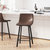 Oretha Set Of 2 Modern Chocolate Brown Faux Leather Upholstered Counter Stools With Contoured, Low Back Bucket Seats And Iron Frames - Chocolate Brown