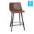 Oretha Set Of 2 Modern Chocolate Brown Faux Leather Upholstered Counter Stools With Contoured, Low Back Bucket Seats And Iron Frames