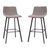 Oretha Set Of 2 Modern Gray Faux Leather Upholstered Bar Stools With Contoured, Low Back Bucket Seats And Iron Frames