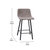 Oretha Set Of 2 Modern Gray Faux Leather Upholstered Counter Stools With Contoured, Low Back Bucket Seats And Iron Frames